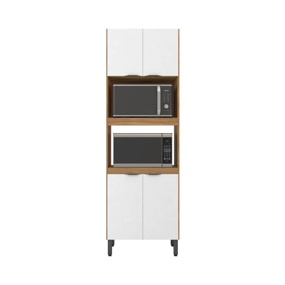 Panelero Mueble Cocina Duplo Puertas Estantes Microondas Blanco