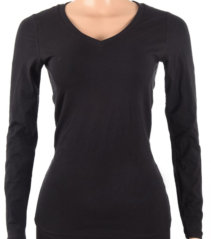 Camiseta basica negra manga larga mujer clearance