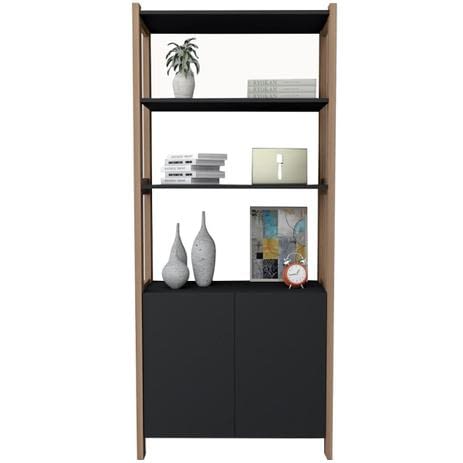 Biblioteca Multiuso Armario Negro Y Castaño - MundoTrabajo