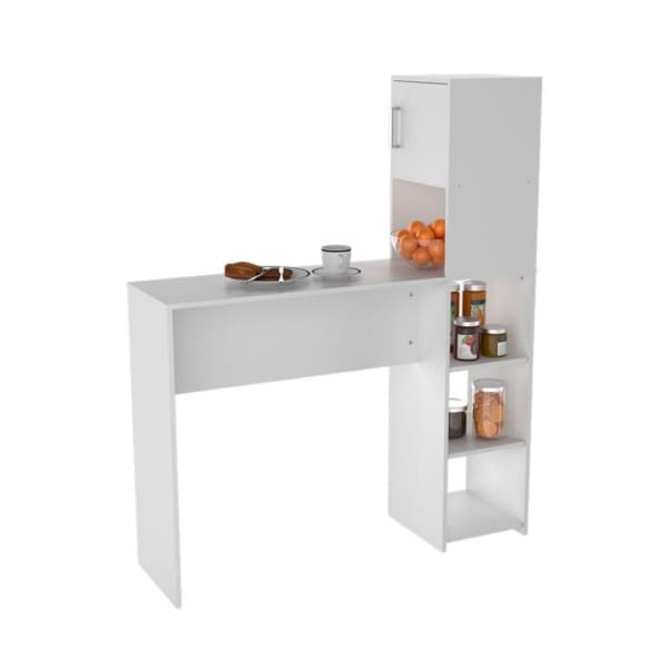 Barra Desayunador Con Estante Blanco - MundoTrabajo
