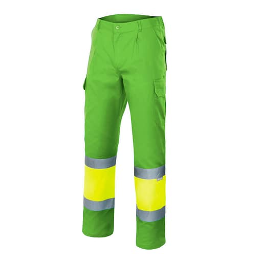 Pantalón trabajo 31601 verde, multibolsillos y linea eco
