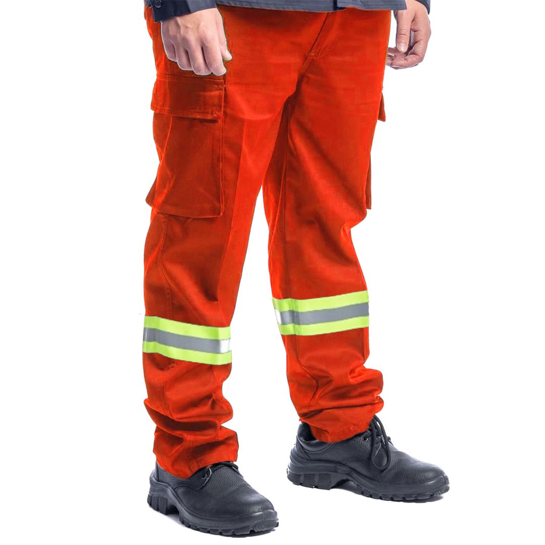 Pantalón De Trabajo Cargo Industrial Con Reflectivo Naranja - MundoTrabajo
