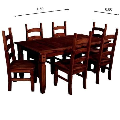 Juego Comedor Mesa 6 Sillas Linea Mexicana Madera E288 Muebles Express