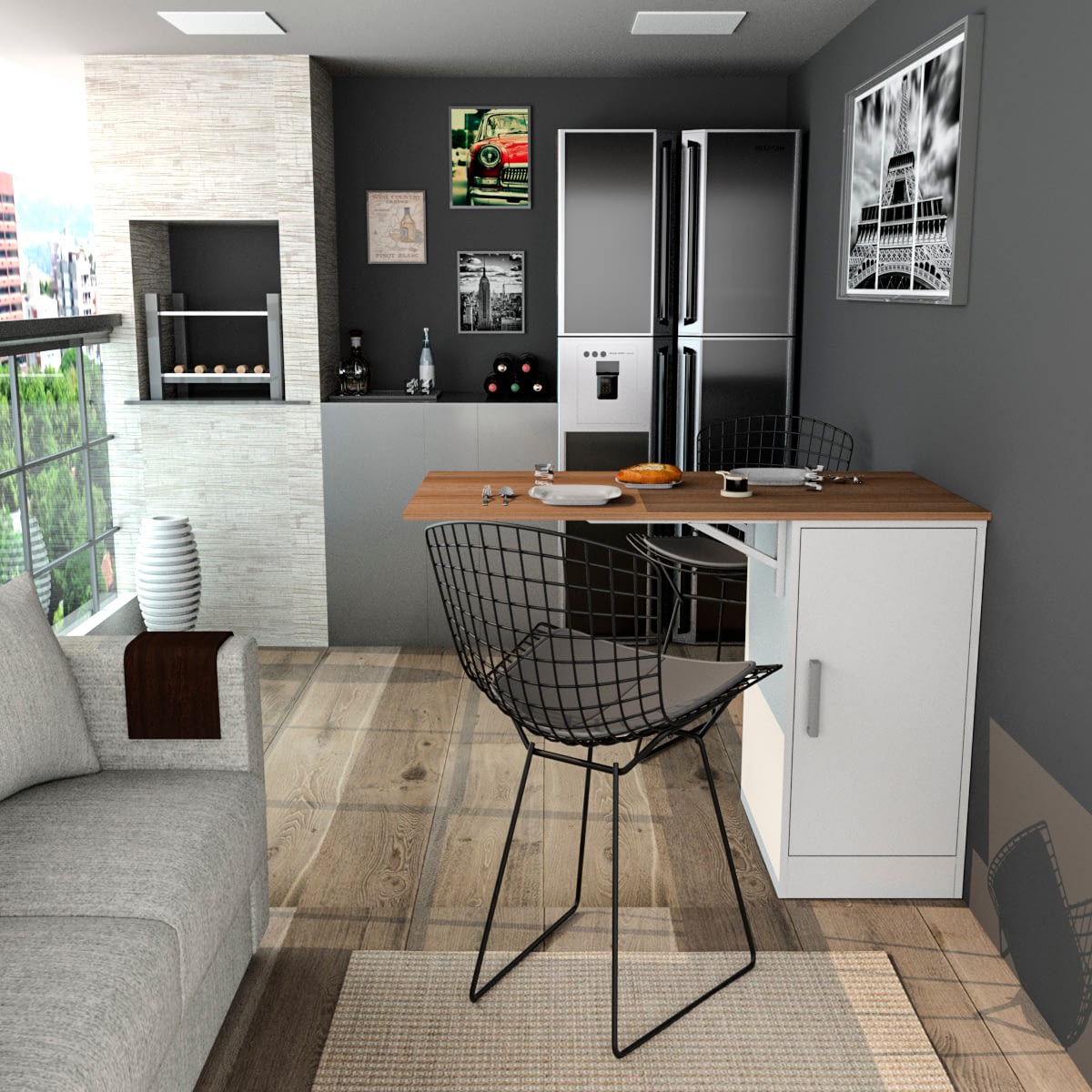 Barra De Cocina Desayunador Con Cajonera Kit Multiuso Mesada - Muebles