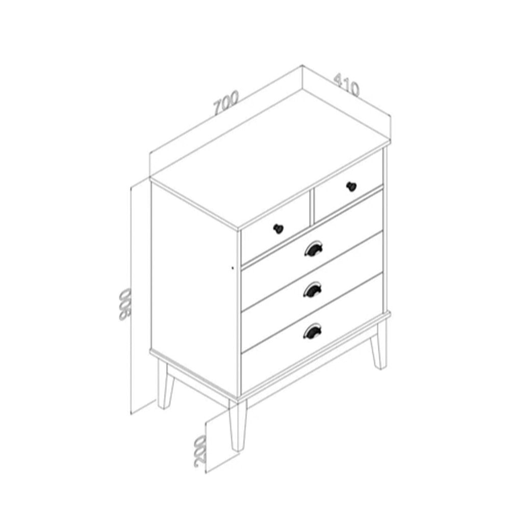 Comoda 5 Cajones Con Patas Estilo Colonial Linea Mexicana Muebles Express