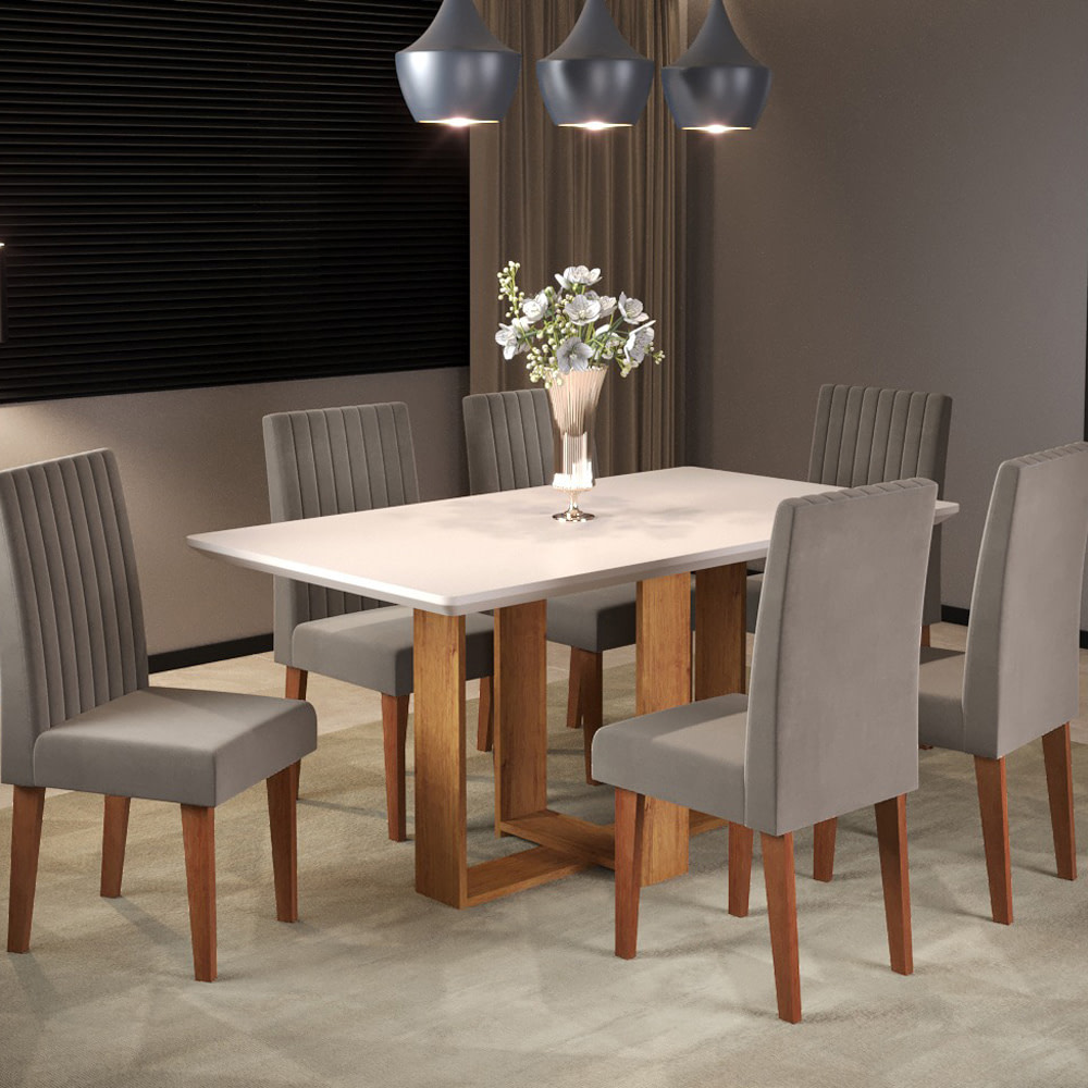 Juego De Comedor 6 Sillas Tapizadas Mesa Moderna Paladium - Muebles Express