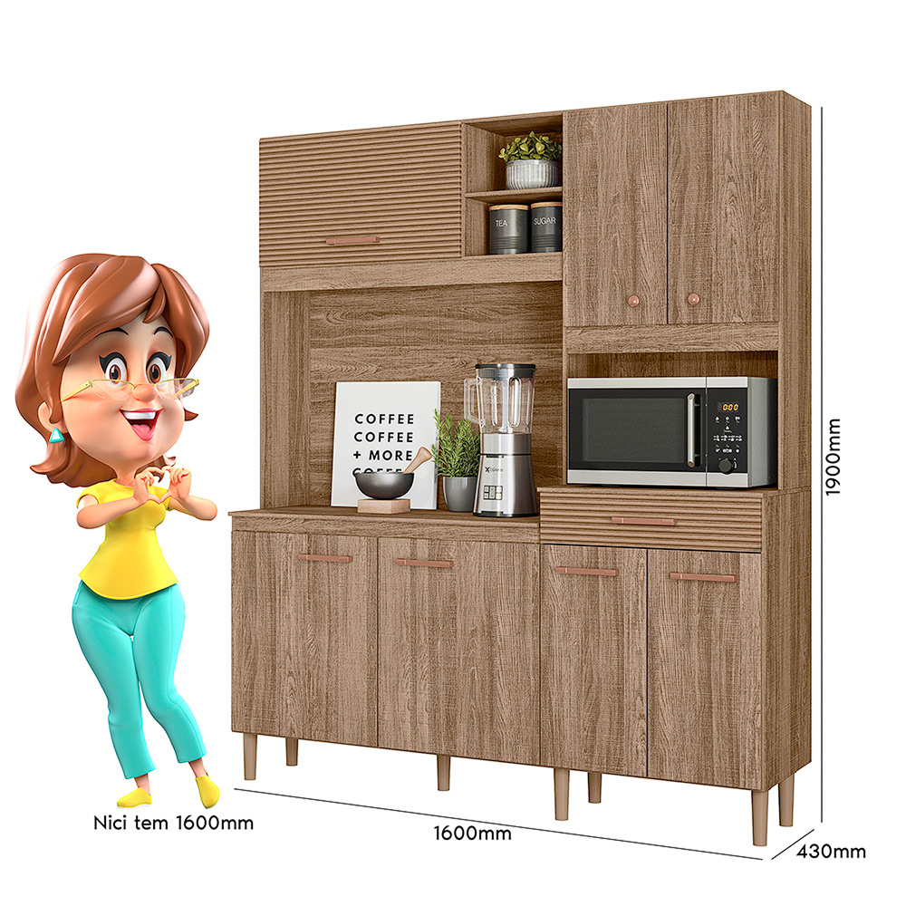 HOME MOBILI Kit Cocina 7 Puertas 3 Cajones Blanco Off-Rustico Home Mobili