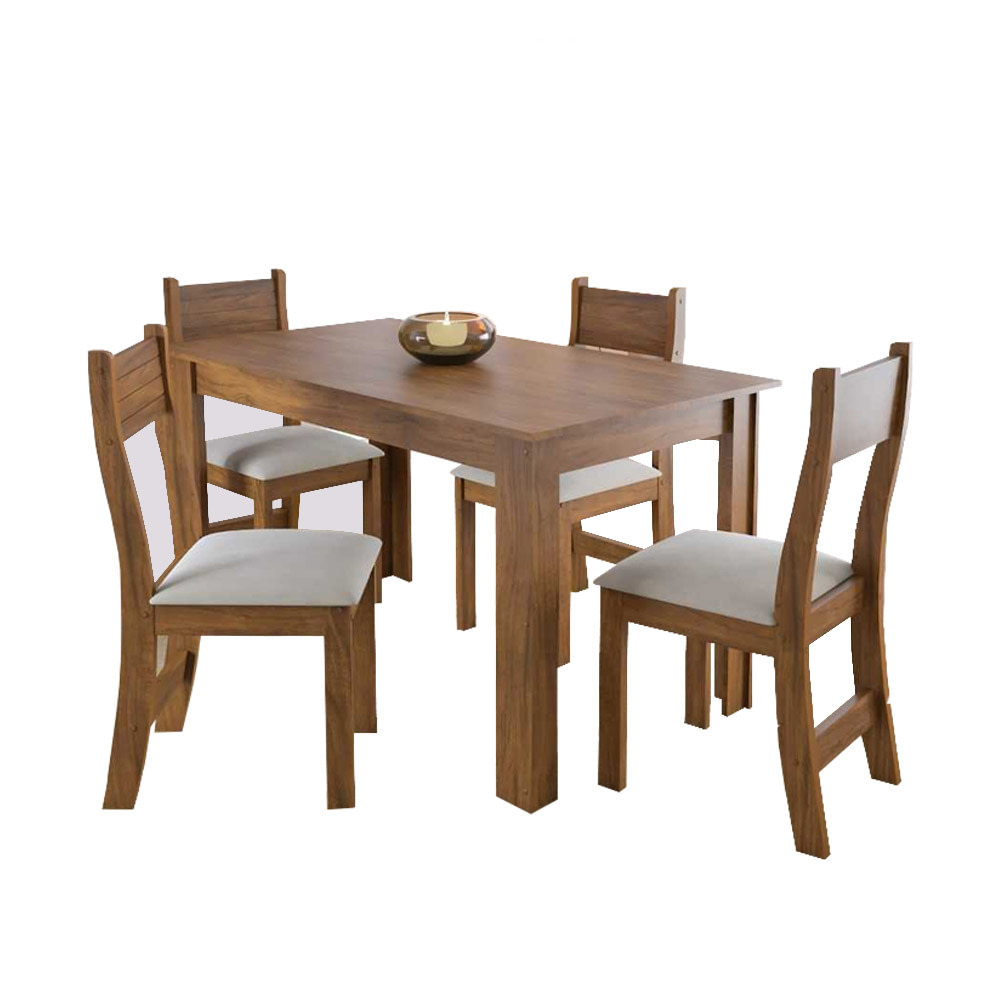  Juego de mesa de comedor de madera con 4 sillas