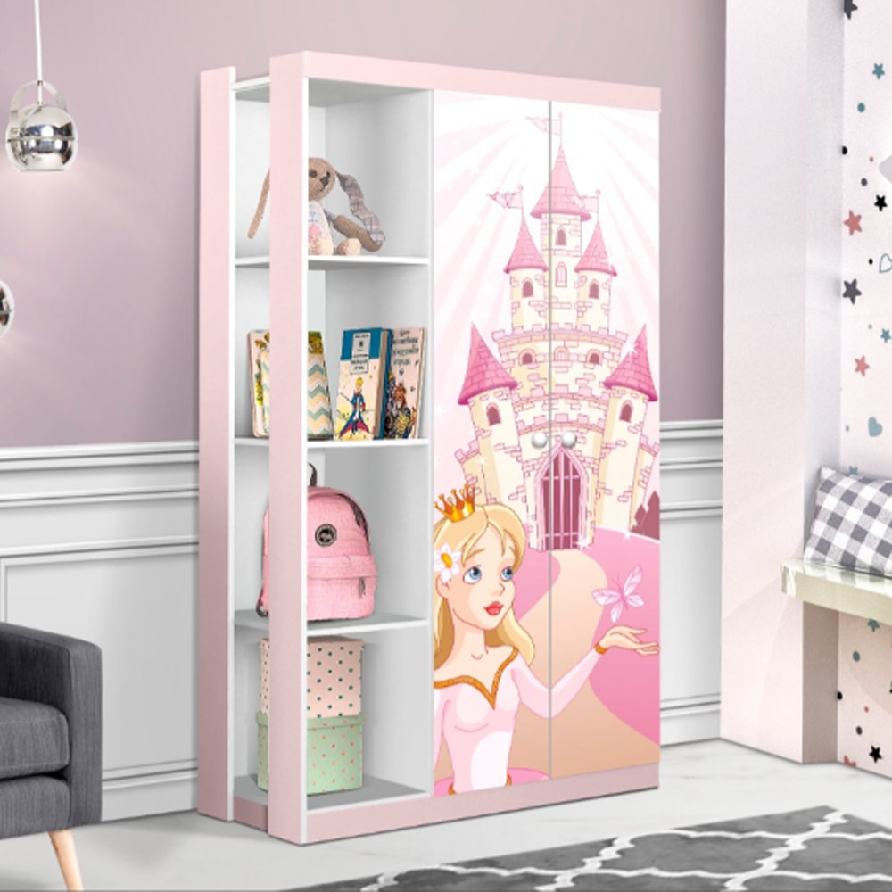 Armario Infantil Sandnes 123x60x40 Cm - Blanco/Verde Menta, Con Barra Colgante Y 2 Puertas - Ropero Para Niños, Fácil Montaje