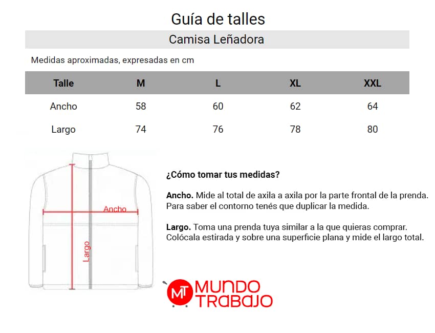 Guía de talles Camisa Leñadora