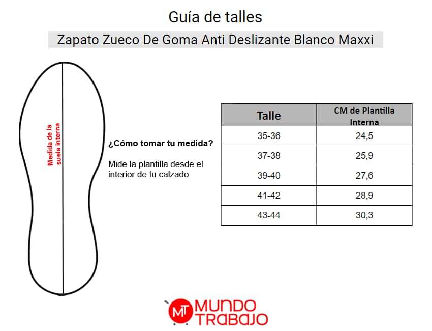 Zapato Zueco De Goma Anti Deslizante Blanco Maxxi