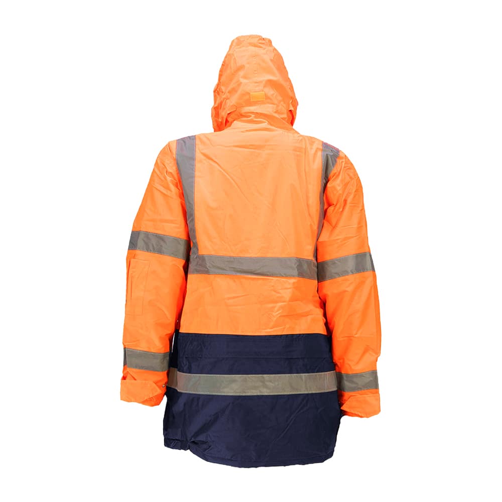 Campera Parka Reflectiva Combinado Naranja Y Azul - Imagen 2