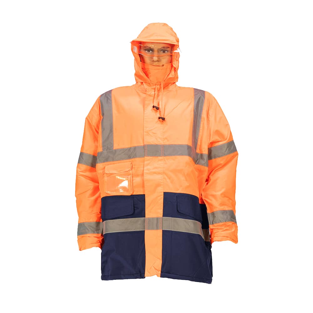 Campera Parka Reflectiva Combinado Naranja Y Azul