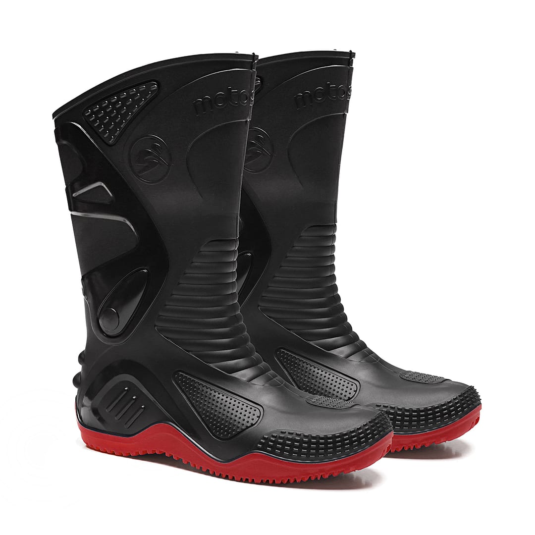 Bota Moto Lluvia Impermeable Motosafe Suela Roja - Imagen 3