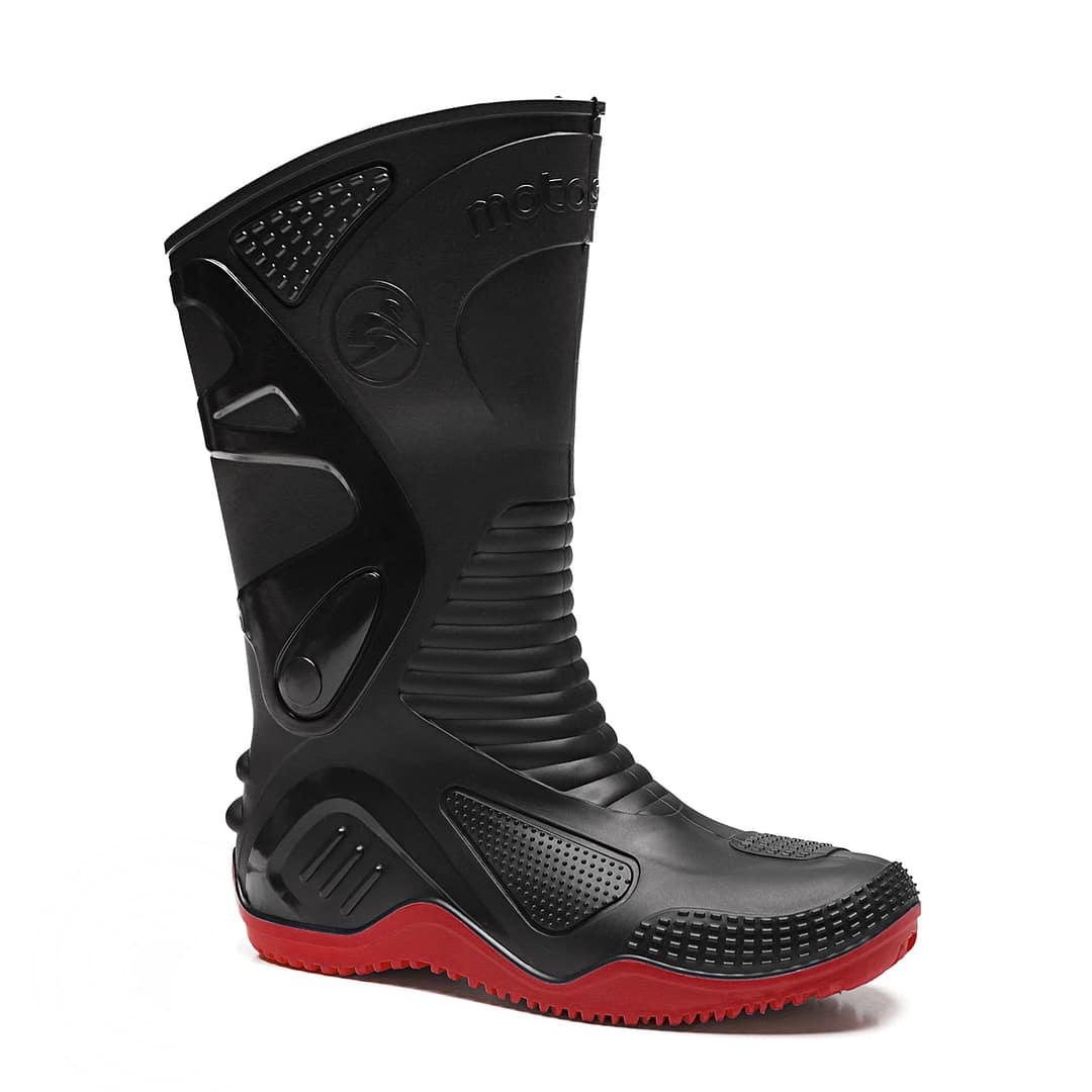 Bota Moto Lluvia Impermeable Motosafe Suela Roja - Imagen 2