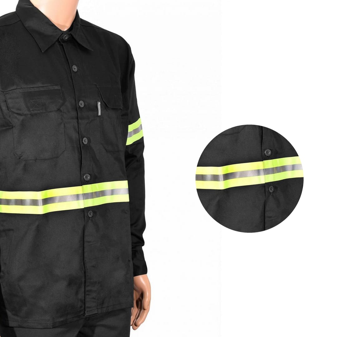 Camisa De Trabajo Hombre Negro Con Reflectivo - Imagen 8