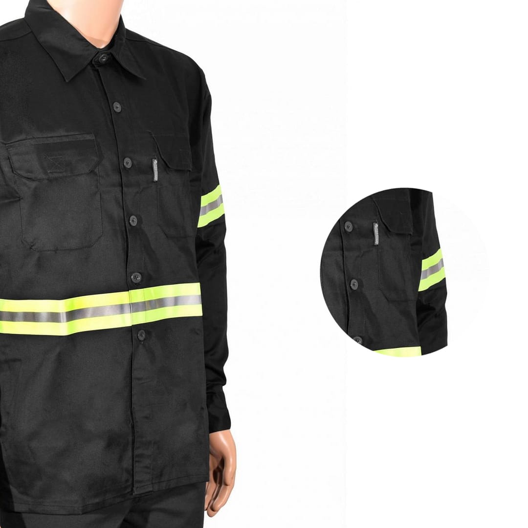 Camisa De Trabajo Hombre Negro Con Reflectivo - Imagen 7