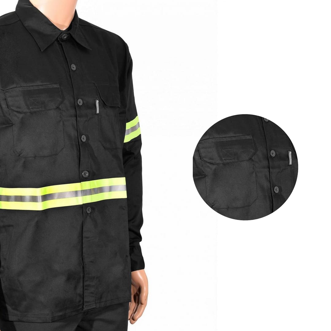 Camisa De Trabajo Hombre Negro Con Reflectivo - Imagen 6