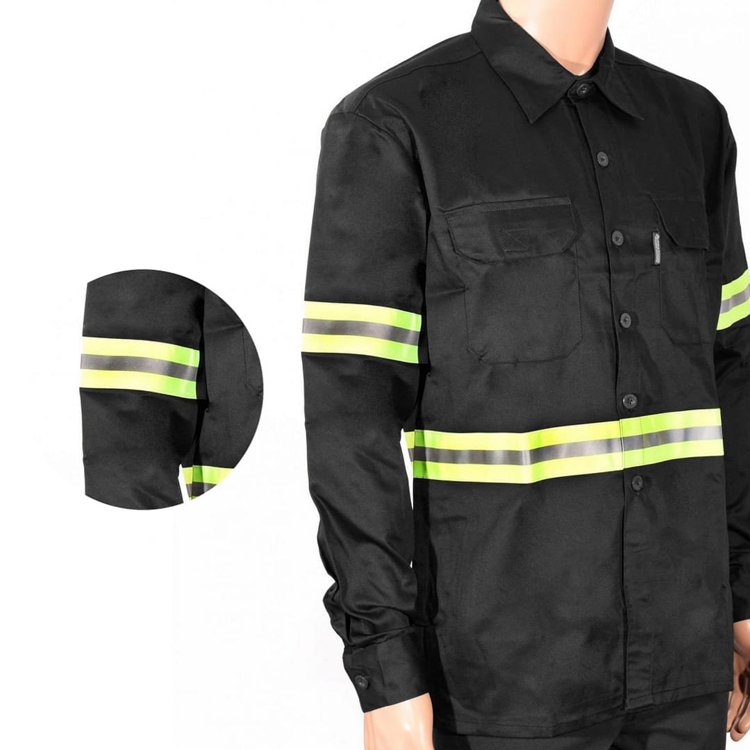 Camisa De Trabajo Hombre Negro Con Reflectivo - Imagen 5