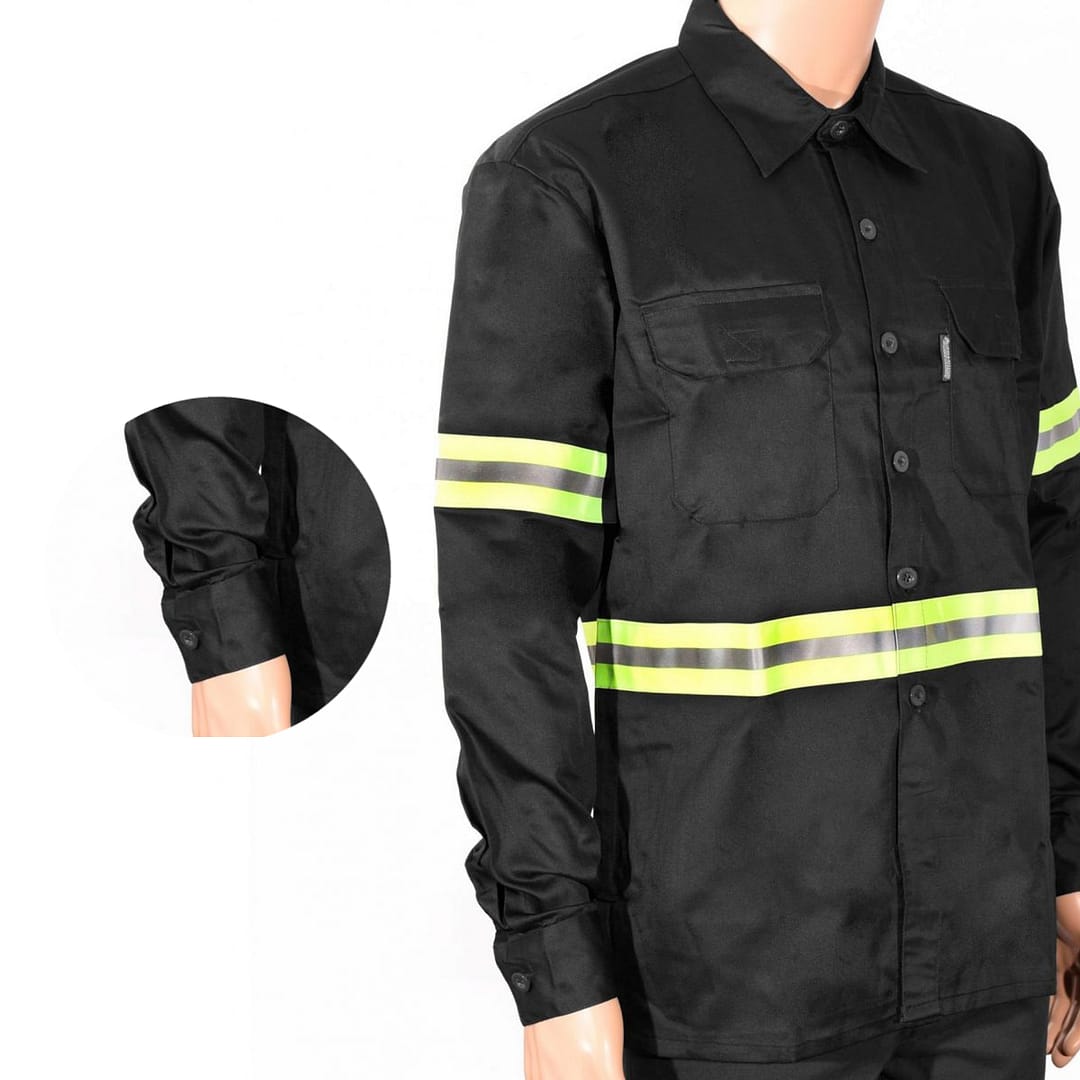 Camisa De Trabajo Hombre Negro Con Reflectivo - Imagen 4