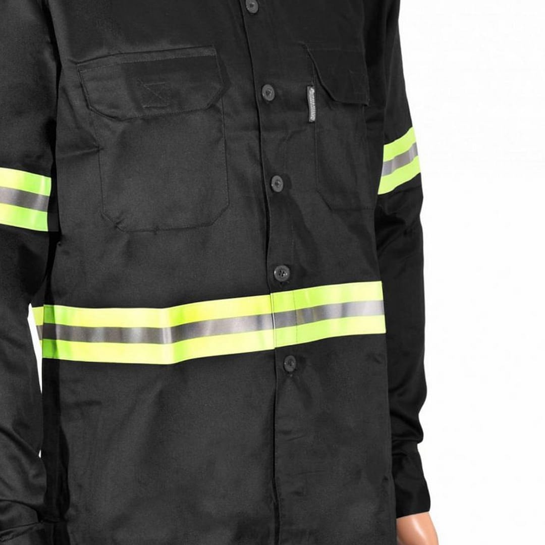 Camisa De Trabajo Hombre Negro Con Reflectivo - Imagen 3
