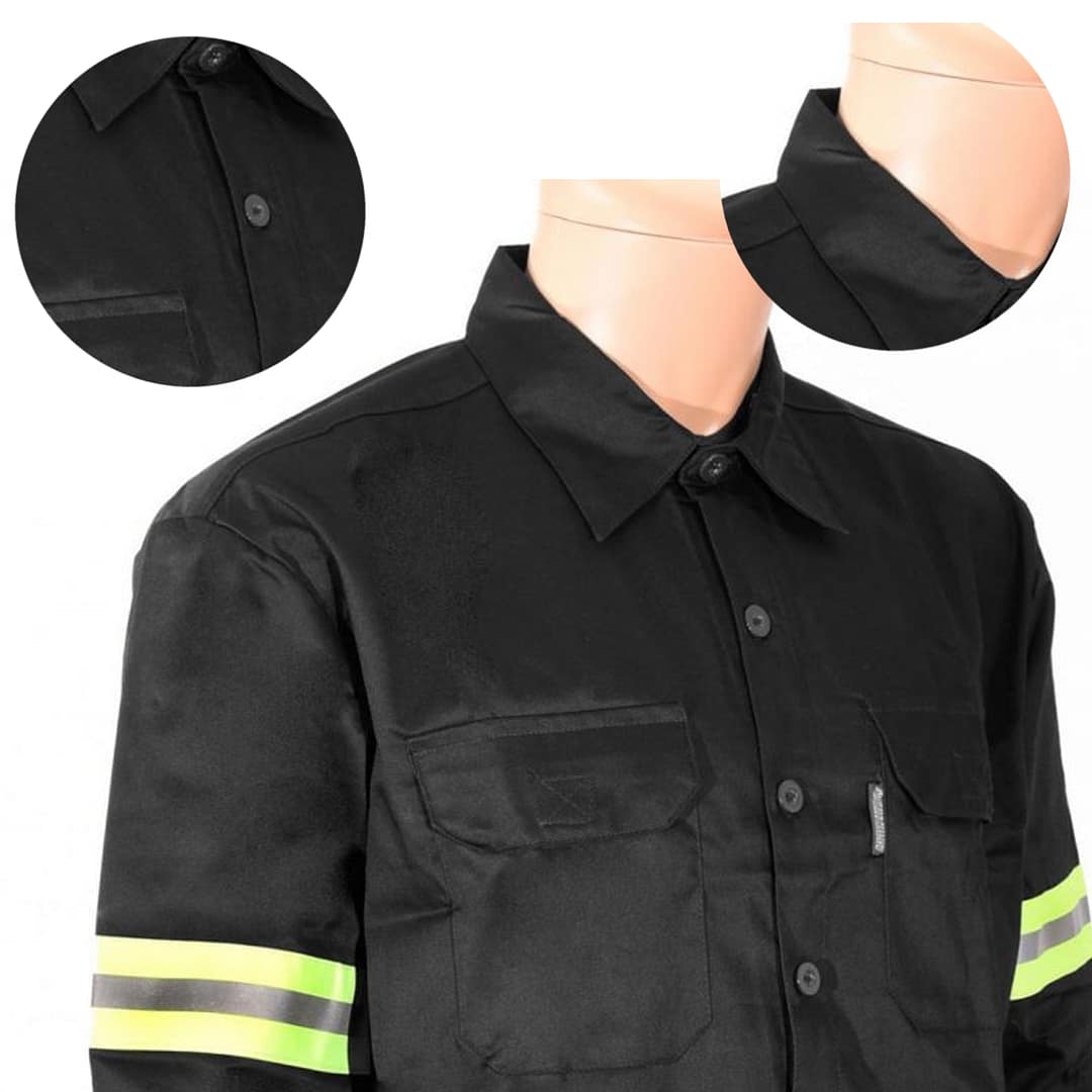 Camisa De Trabajo Hombre Negro Con Reflectivo - Imagen 2