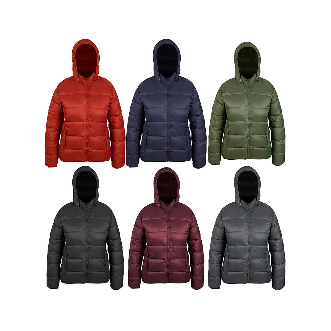 Campera Inflada Dama Capucha Desmontable Varios Colores