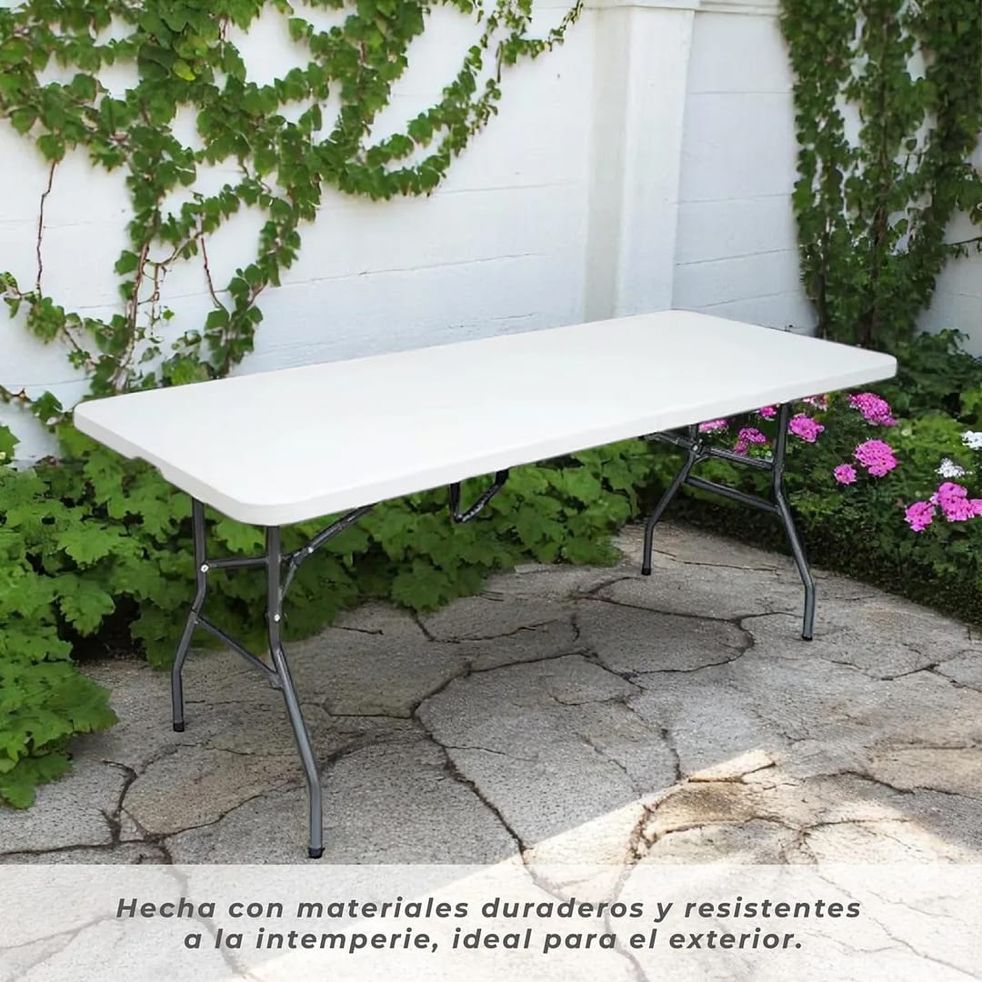 Mesa Plegable Jardín Pvc Portátil 1.22 Mts - Imagen 3