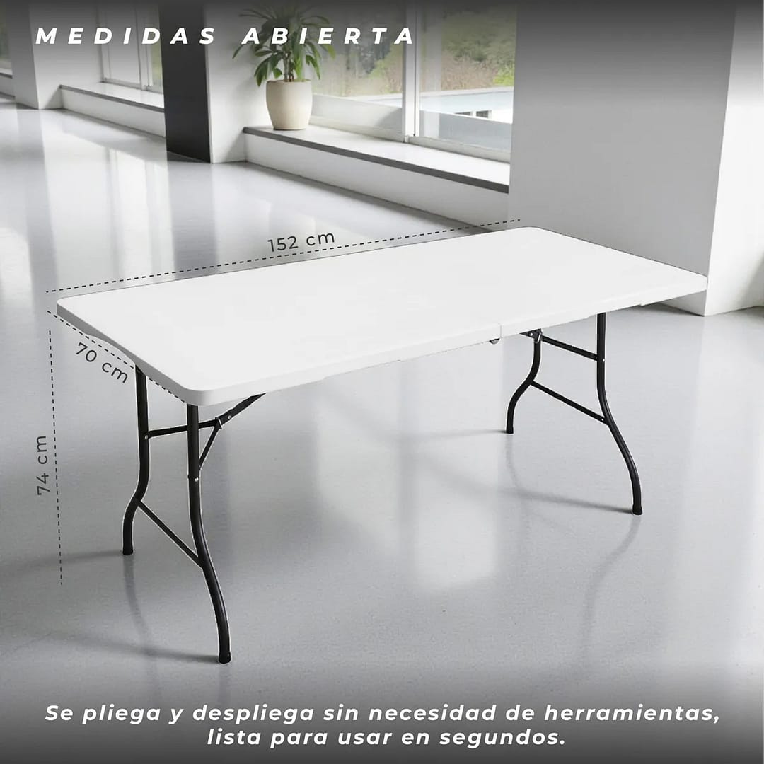 Mesa Plegable Jardín Pvc Portátil 1.22 Mts - Imagen 5