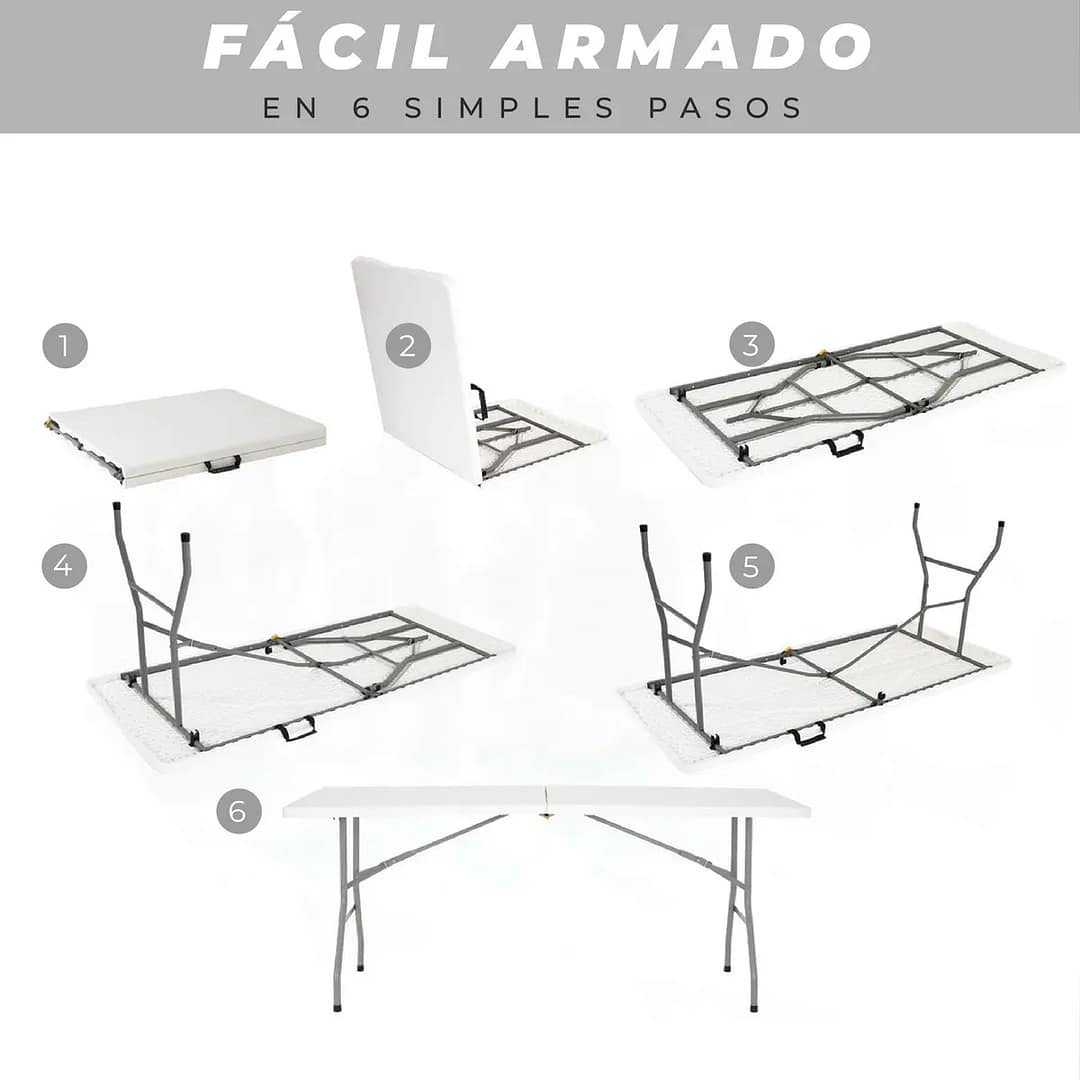 Mesa Plegable Jardín Pvc Portátil 1.22 Mts - Imagen 6
