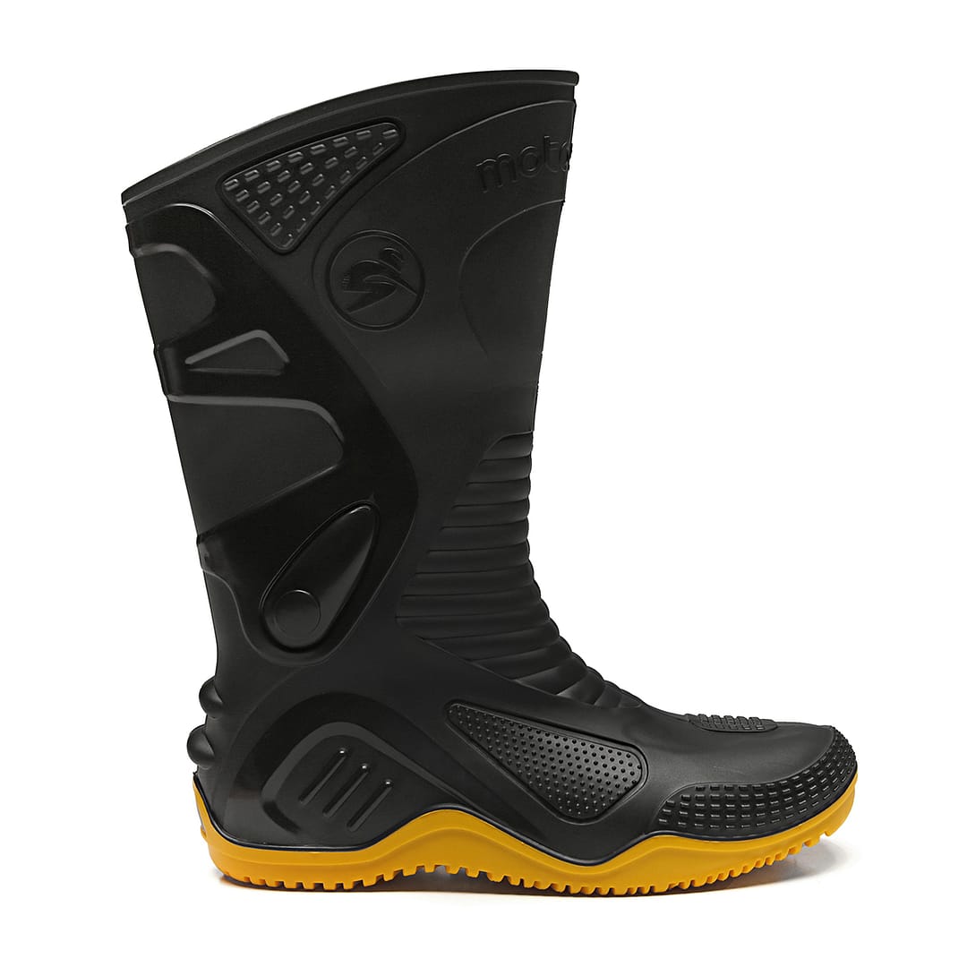 Bota Moto Lluvia Impermeable Motosafe Suela Amarilla MundoTrabajo