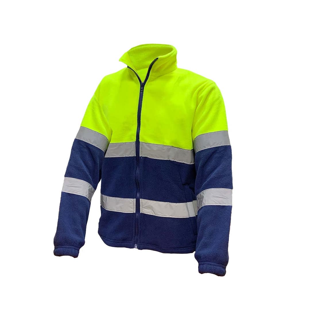 Campera Polar Con Reflectivo Amarillo Azul