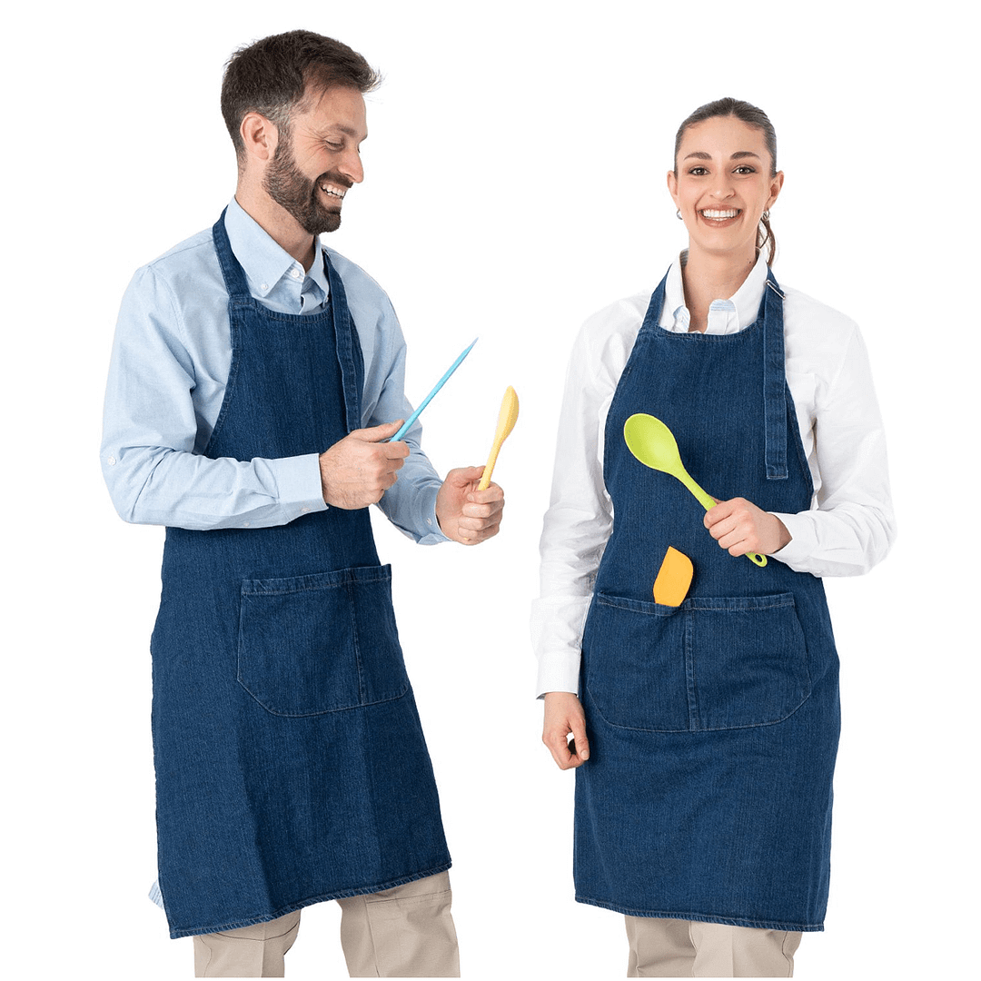 Delantal De Cocina Parrilla Jean Azul Unisex - Imagen 3