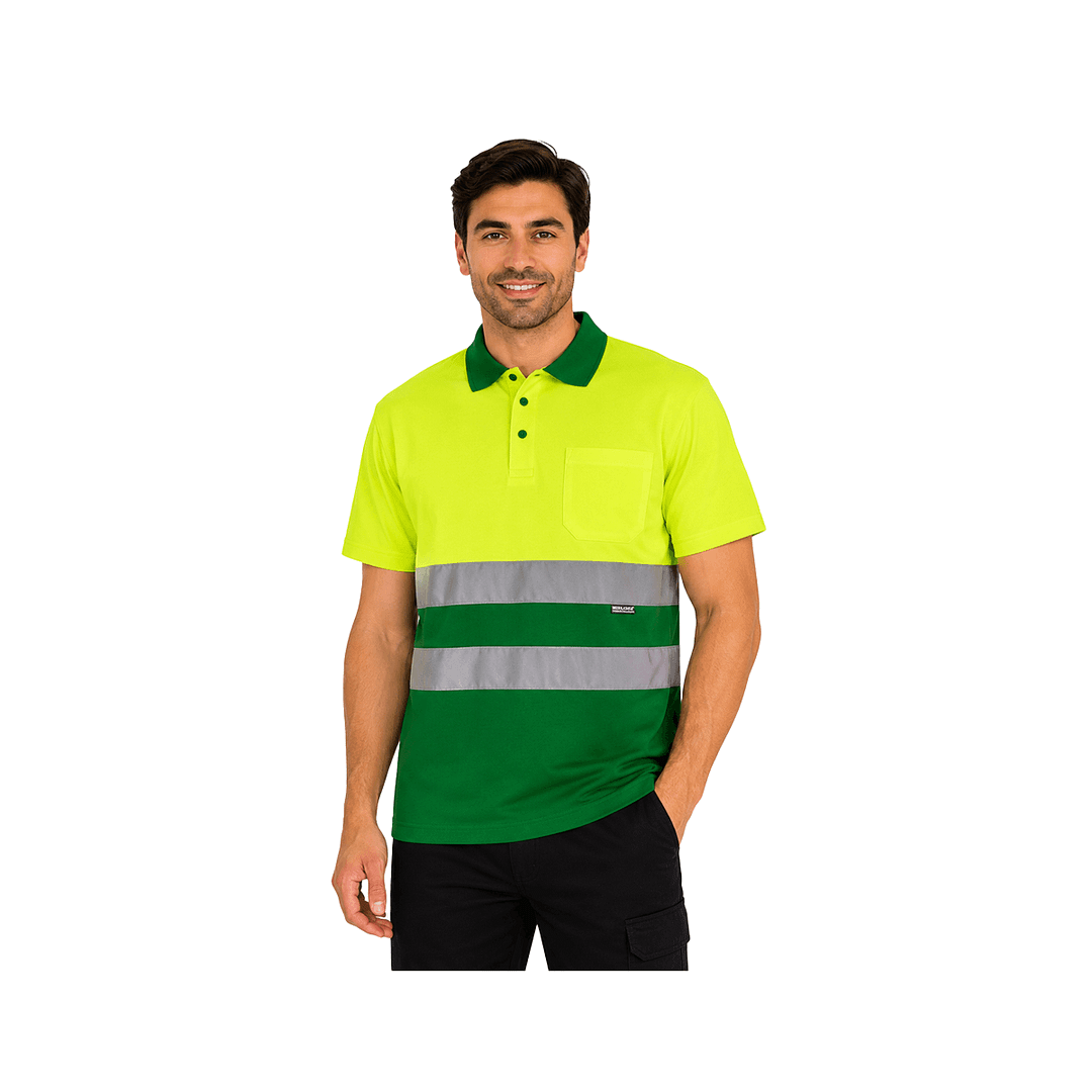 Remera Polo Manga Corta Reflectivo Verde Manzana