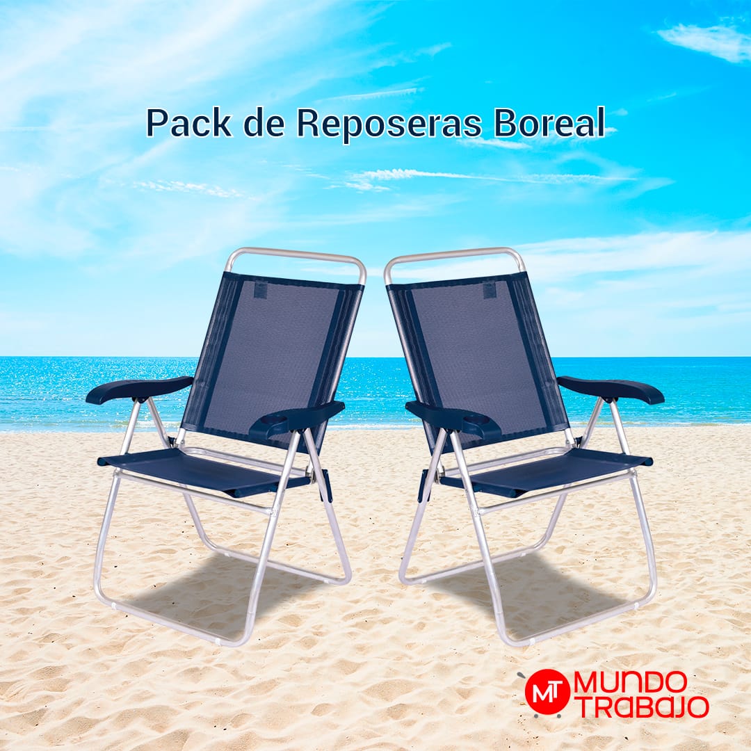 Silla Playa Reposera Aluminio Mor 4 Posiciones Boreal Pack 2 - Imagen 2