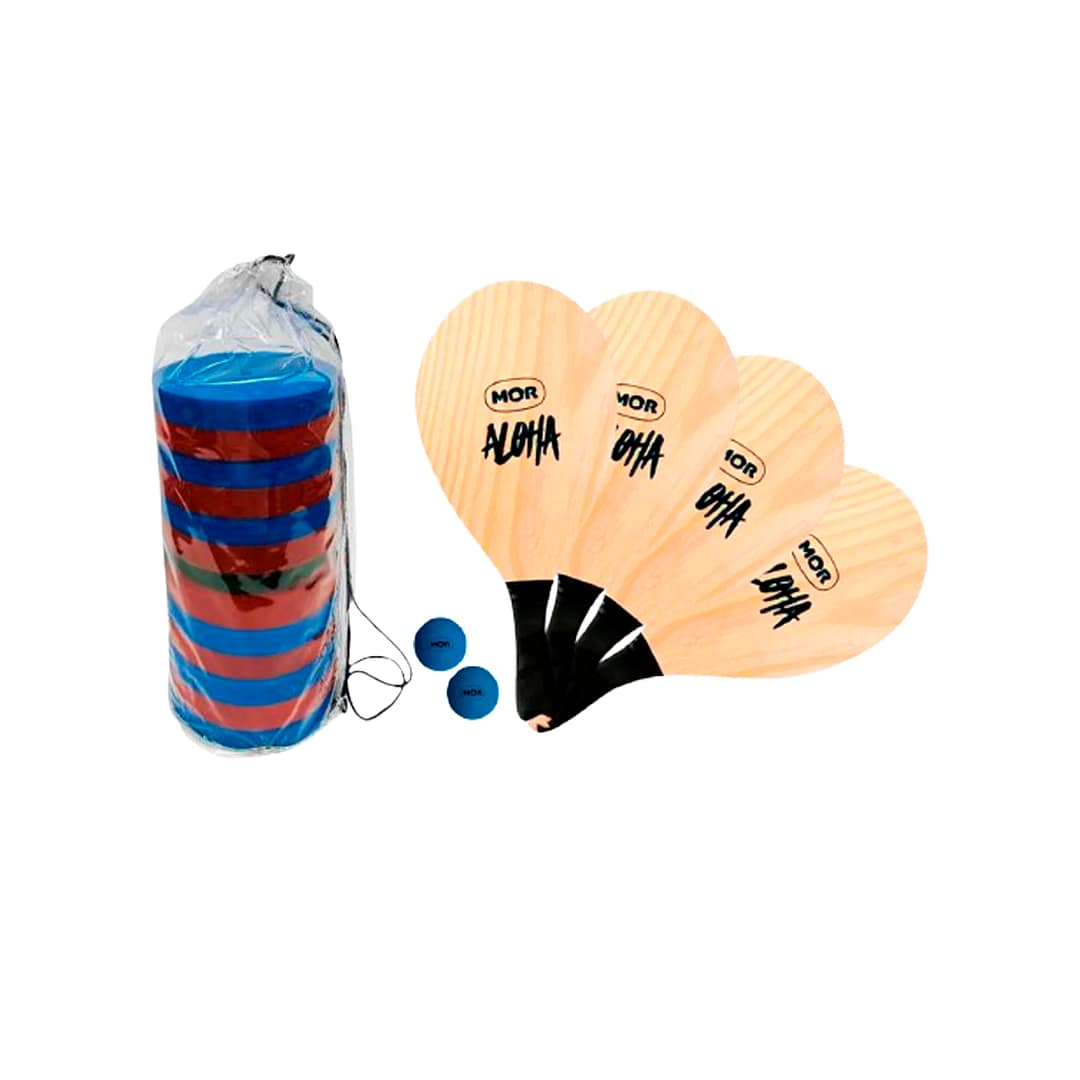 Set 4 Paletas De Madera + 2 Pelotas Para Playa Mor + Tejo