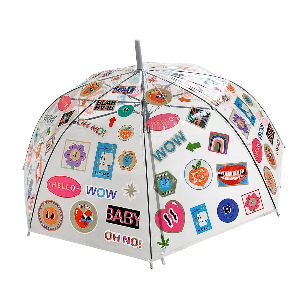 Paraguas Transparente Lluvia Hongo Sticker - Imagen 3