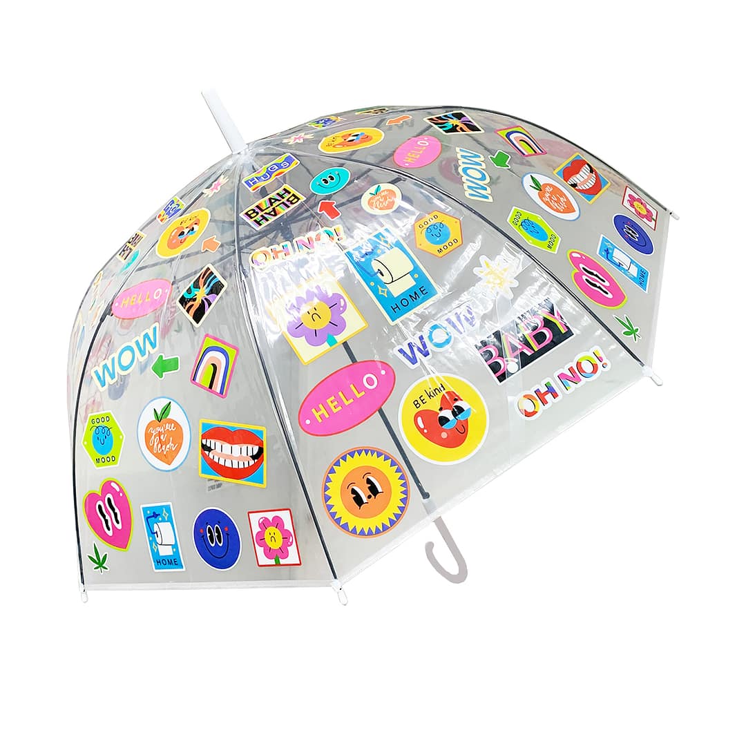 Paraguas Transparente Lluvia Hongo Sticker