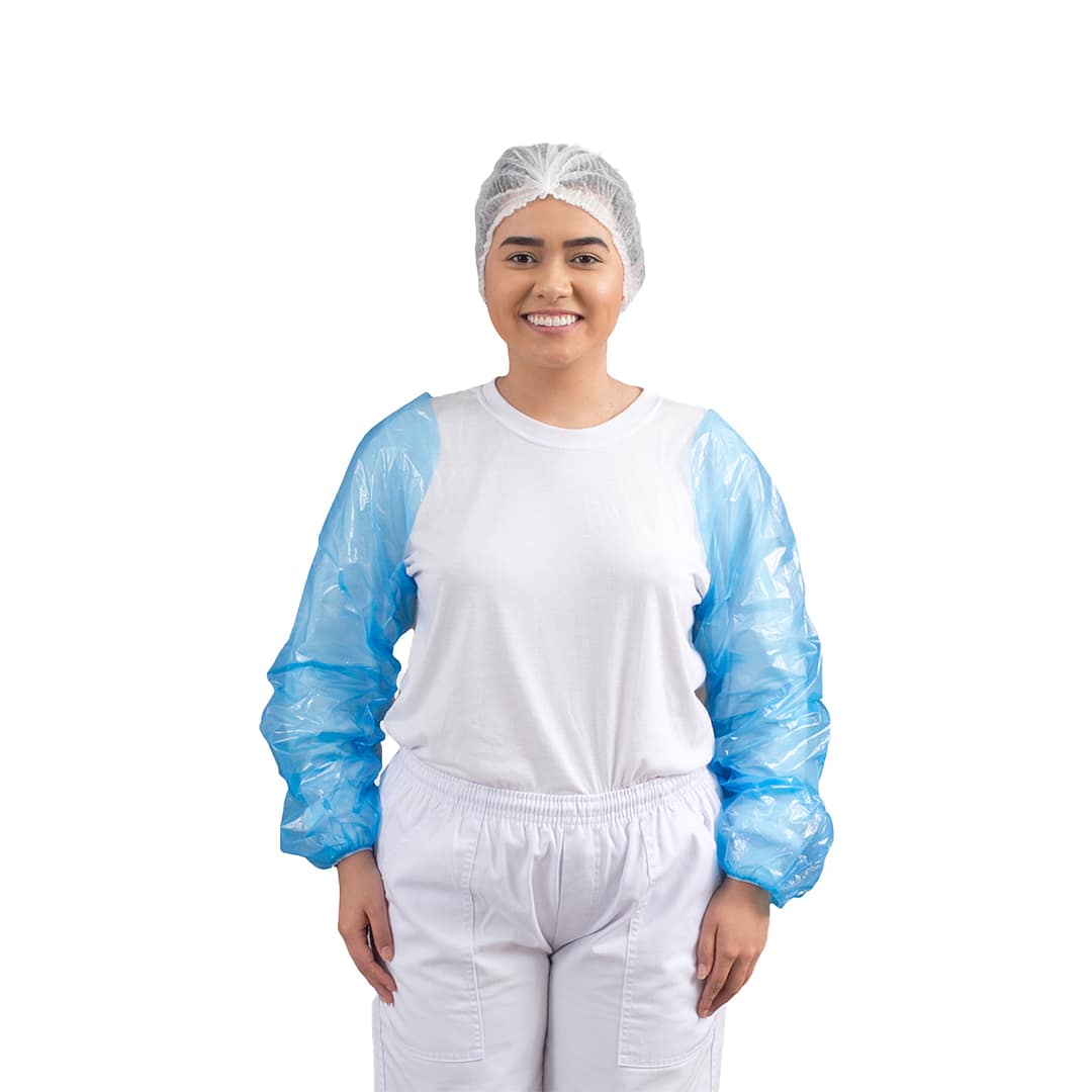 Manga Azul Descartable Con Unión Atrás Pack 100u