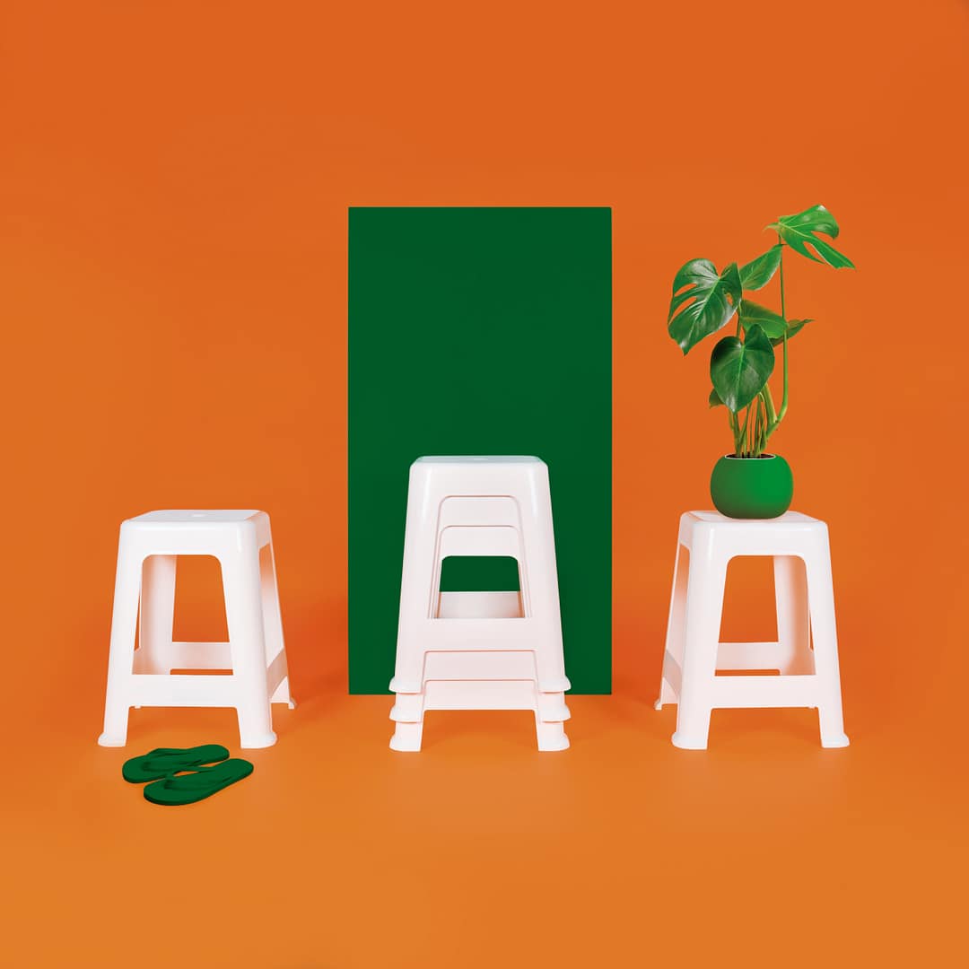 5 Bancos Banqueta Taburete Plástico Apilables Mor - Imagen 3