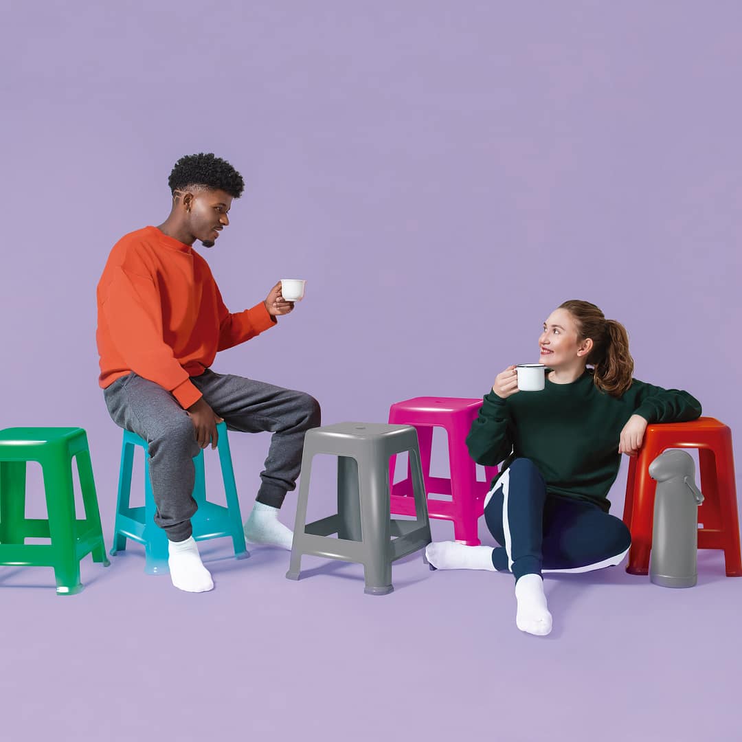 5 Bancos Banqueta Taburete Plástico Apilables Mor - Imagen 4