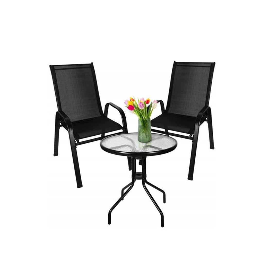 Mesa De Jardín Exterior Redonda Vidrio Hierro 60 Cm - Imagen 3