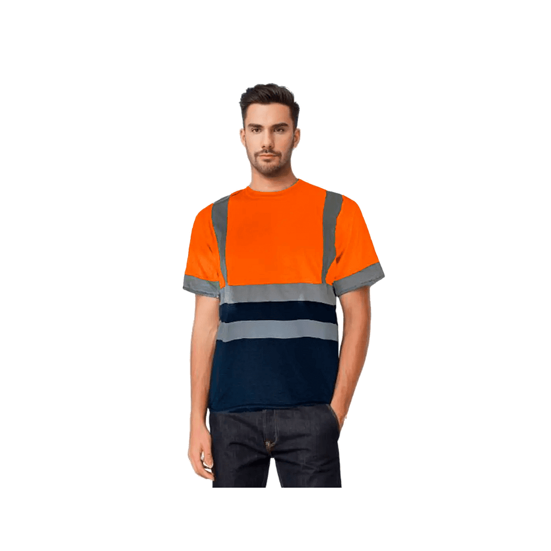 Remera Básica Manga Corta Reflectivo Naranja Azul