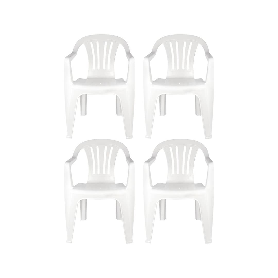 Silla Plástico Mor Reforzada Con Posabrazo Bela Vista Pack 4