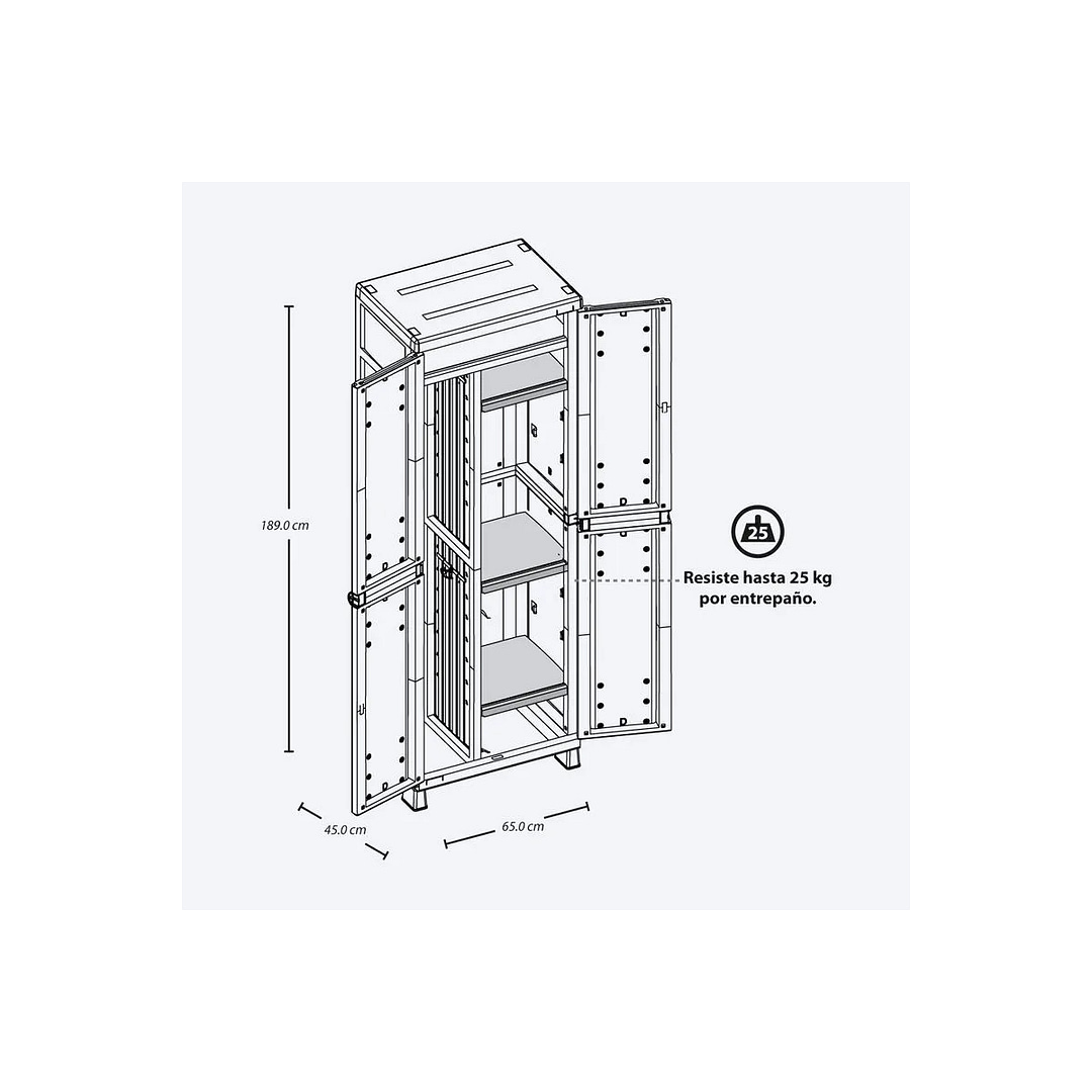 Armario Grande 5 Estantes 2 Puertas Rimax - Imagen 2