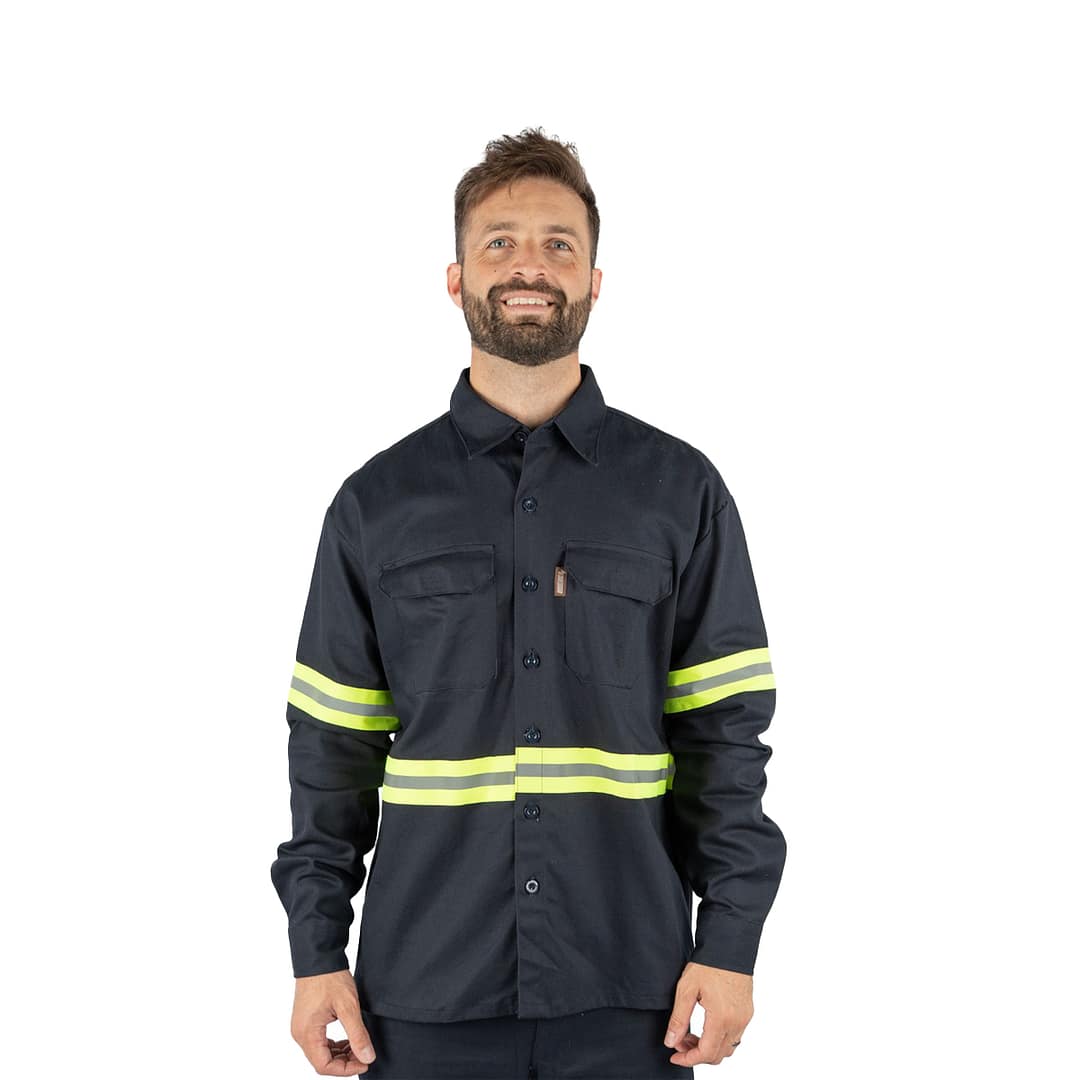 Camisa De Trabajo Hombre Azul Con Reflectivo MundoTrabajo