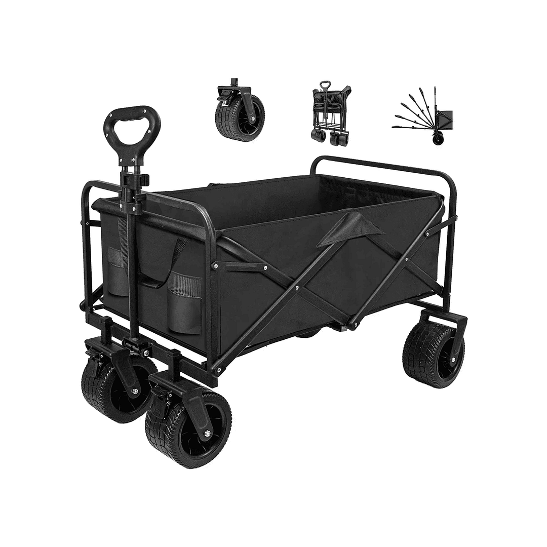 Carro Plegable Reforzado 130kg Carrito Compras Camping Playa
