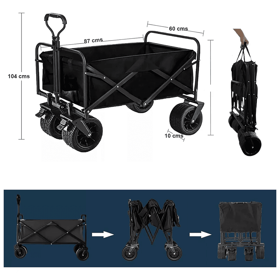 Carro Plegable Reforzado 130kg Carrito Compras Camping Playa - Imagen 2