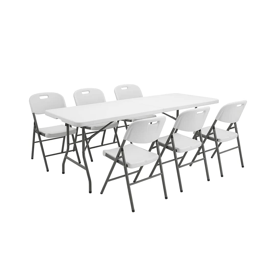 Juego De Jardín Exterior 1 Mesa Plegable 1.80 Mts + 6 Sillas