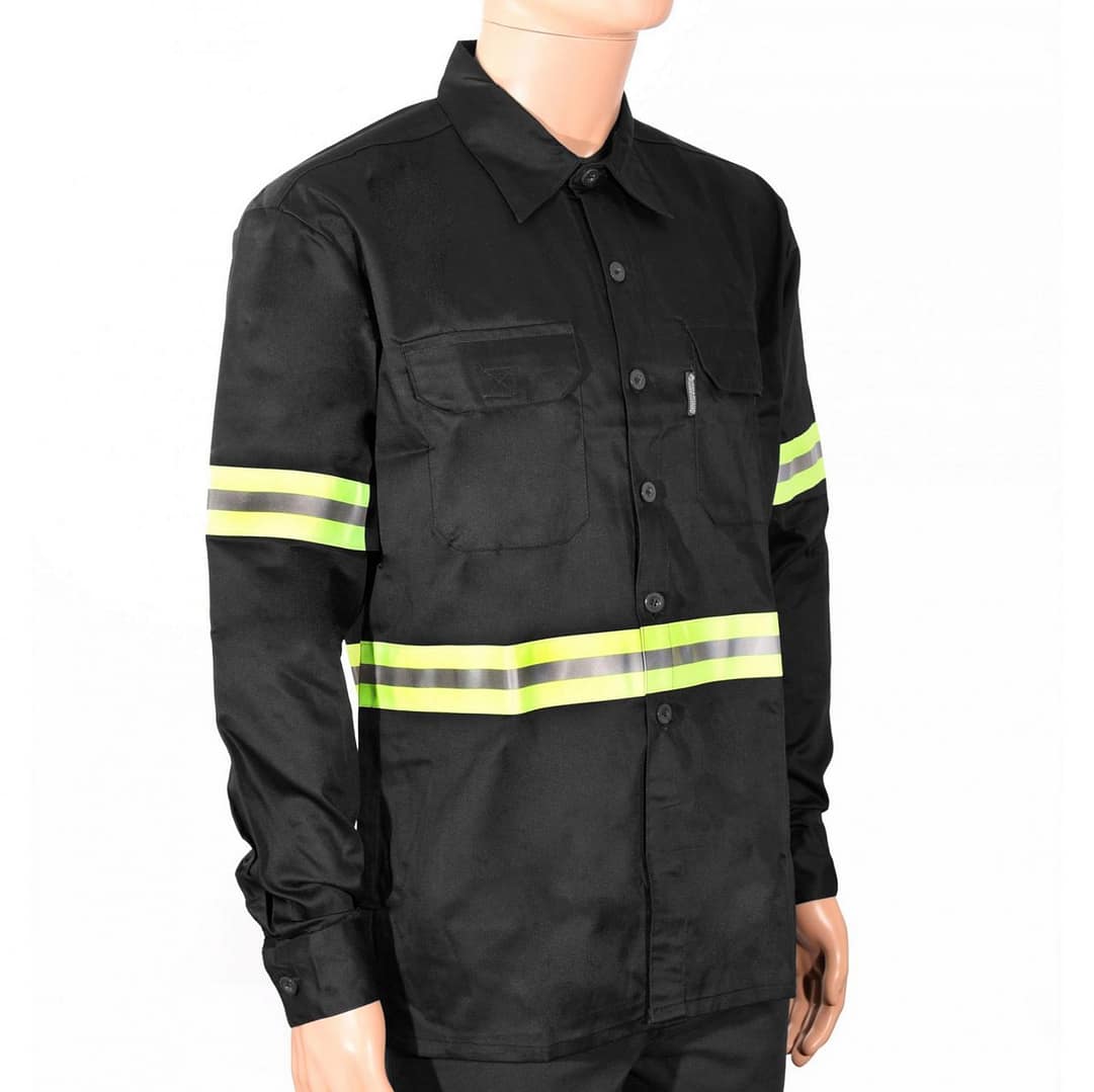 Camisa De Trabajo Hombre Negro Con Reflectivo MundoTrabajo